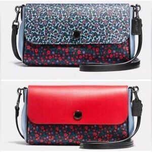 Coach Red,Blue and Black Reversible Crossbody Bag